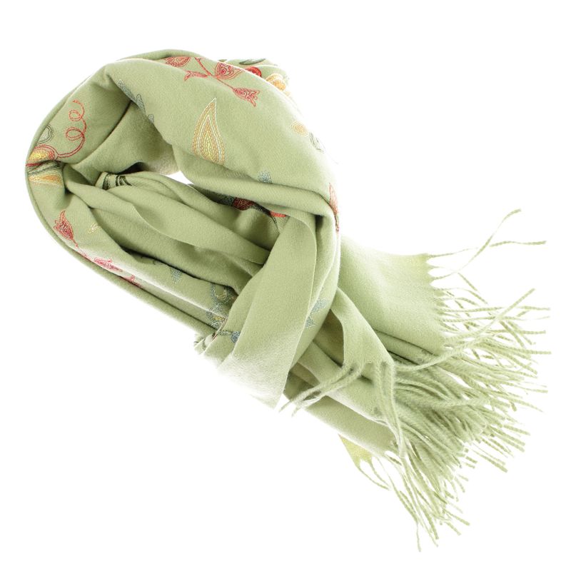 Fashion, accesorii si bijuterii - Femei - Accesorii femei - Esarfe si fulare femei - Esarfa de dama, din lana, Buticcochet, model cu broderie, 70x190 cm, Vernil - ES3213 - Infinity.ro