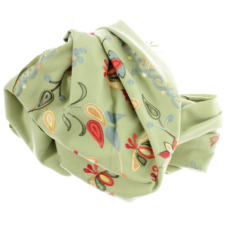 Fashion, accesorii si bijuterii - Femei - Accesorii femei - Esarfe si fulare femei - Esarfa de dama, din lana, Buticcochet, model cu broderie, 70x190 cm, Vernil - ES3213 - Infinity.ro