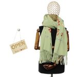 Fashion, accesorii si bijuterii - Femei - Accesorii femei - Esarfe si fulare femei - Esarfa de dama, din lana, Buticcochet, model cu broderie, 70x190 cm, Vernil - ES3213 - Infinity.ro