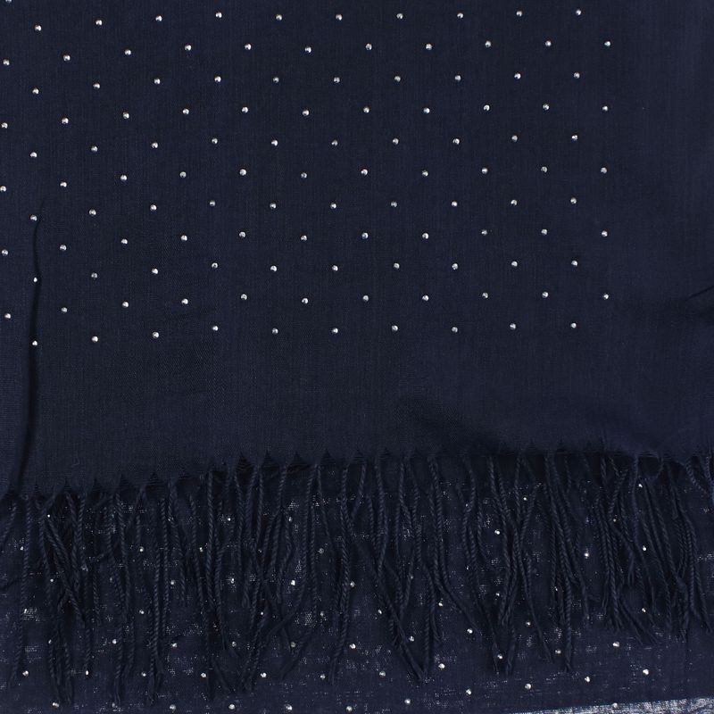 Fashion, accesorii si bijuterii - Femei - Accesorii femei - Esarfe si fulare femei - Esarfa de dama, din 30% viscoza 70% poliester, Buticcochet, 75x180 cm, model cu strasuri, Bleumarin - ES3257 - Infinity.ro