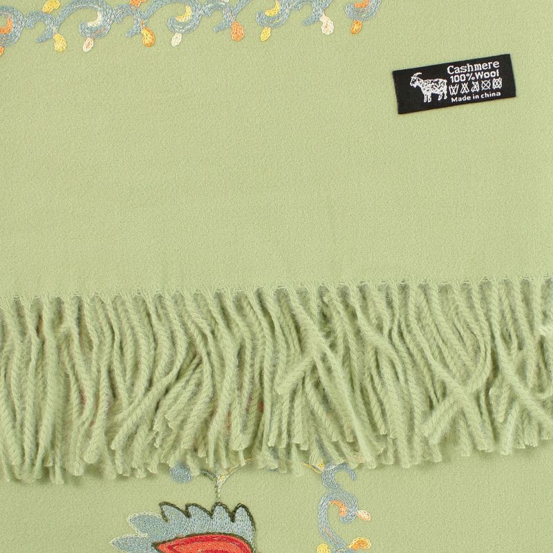 Fashion, accesorii si bijuterii - Femei - Accesorii femei - Esarfe si fulare femei - Esarfa de dama, din lana, Buticcochet, model cu broderie, 70x190 cm, Vernil - ES3213 - Infinity.ro