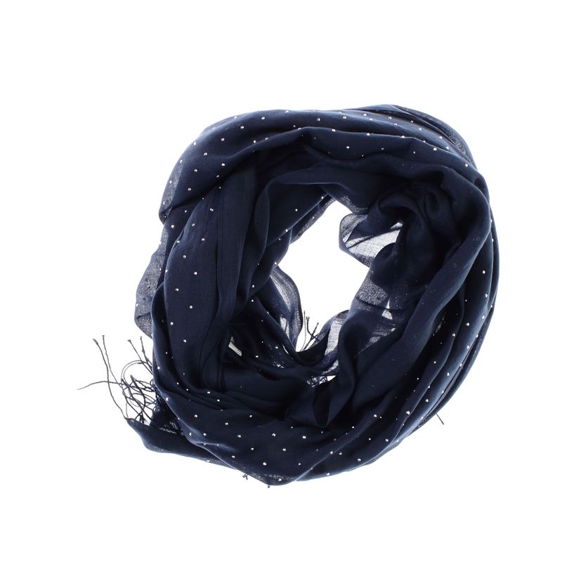 Fashion, accesorii si bijuterii - Femei - Accesorii femei - Esarfe si fulare femei - Esarfa de dama, din 30% viscoza 70% poliester, Buticcochet, 75x180 cm, model cu strasuri, Bleumarin - ES3257 - Infinity.ro