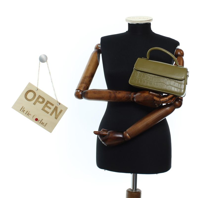 Fashion, accesorii si bijuterii - Femei - Accesorii femei - Genti si rucsacuri femei - Geanta de umar, de dama, din material sintetic, ButicCochet, 22x11x5 cm, Kaki - GND1022 - Infinity.ro