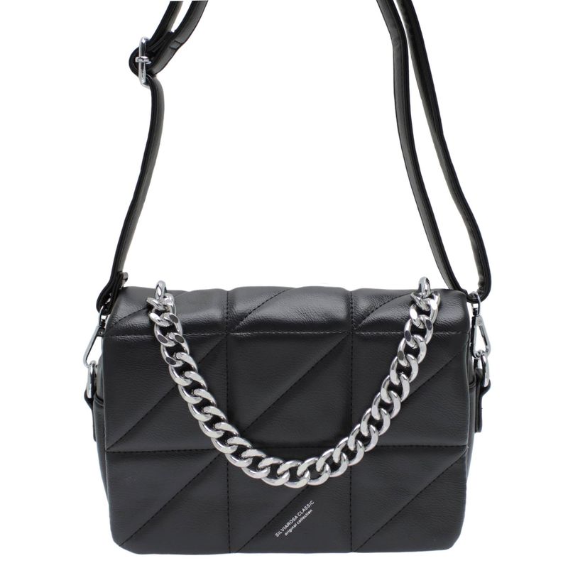 Fashion, accesorii si bijuterii - Femei - Accesorii femei - Genti si rucsacuri femei - Geanta de dama, din piele ecologica, Silviarosa, 18x24x7 cm, Negru - GND59 - Infinity.ro
