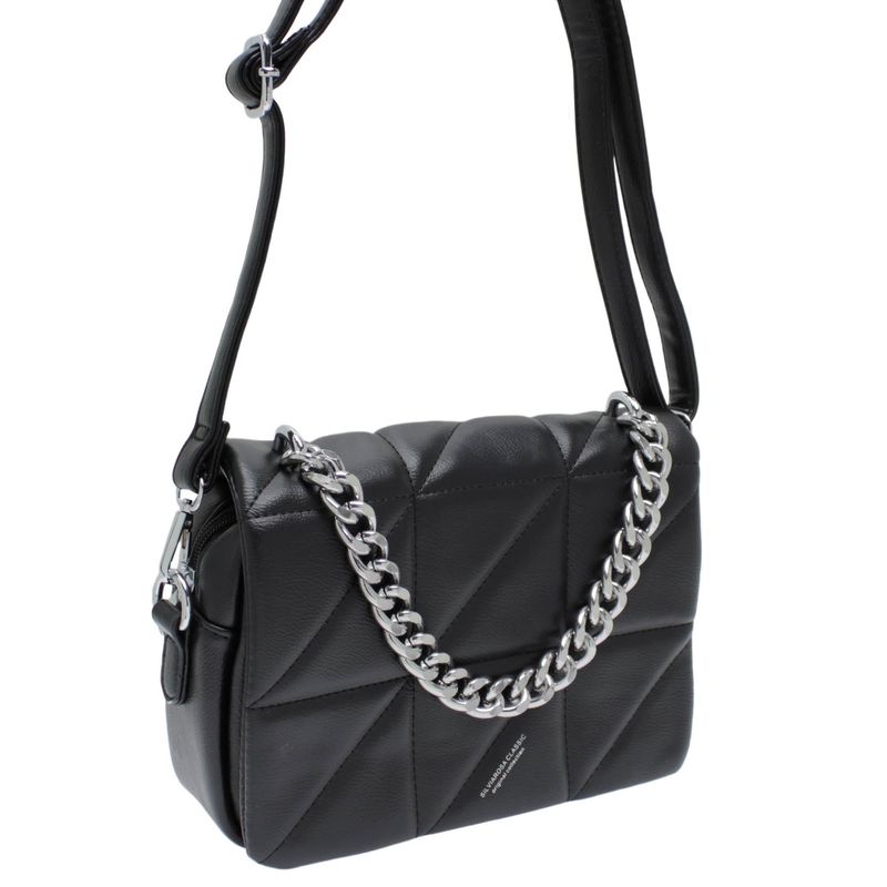 Fashion, accesorii si bijuterii - Femei - Accesorii femei - Genti si rucsacuri femei - Geanta de dama, din piele ecologica, Silviarosa, 18x24x7 cm, Negru - GND59 - Infinity.ro