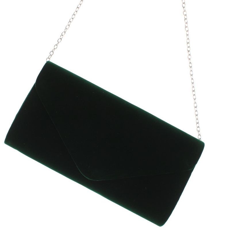 Fashion, accesorii si bijuterii - Femei - Accesorii femei - Genti si rucsacuri femei - Geanta plic, de dama, din material sintetic catifelat, ButicCochet, 23x12x4 cm, Verde - GND979 - Infinity.ro