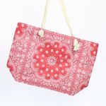 Fashion, accesorii si bijuterii - Femei - Accesorii femei - Genti si rucsacuri femei - Geanta de plaja, din material sintetic, ButicCochet, 55 x 37 cm, model mandala, Rosu - GND567 - Infinity.ro