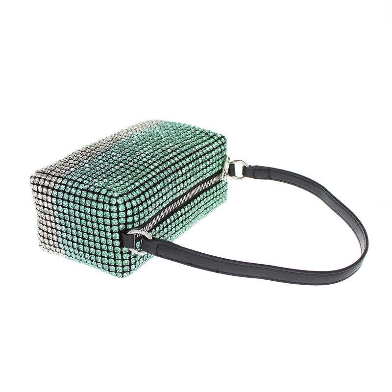 Fashion, accesorii si bijuterii - Femei - Accesorii femei - Genti si rucsacuri femei - Geanta, de dama, din material sintetic cu strasuri, ButicCochet, 19x10x7 cm, Verde - GND663 - Infinity.ro