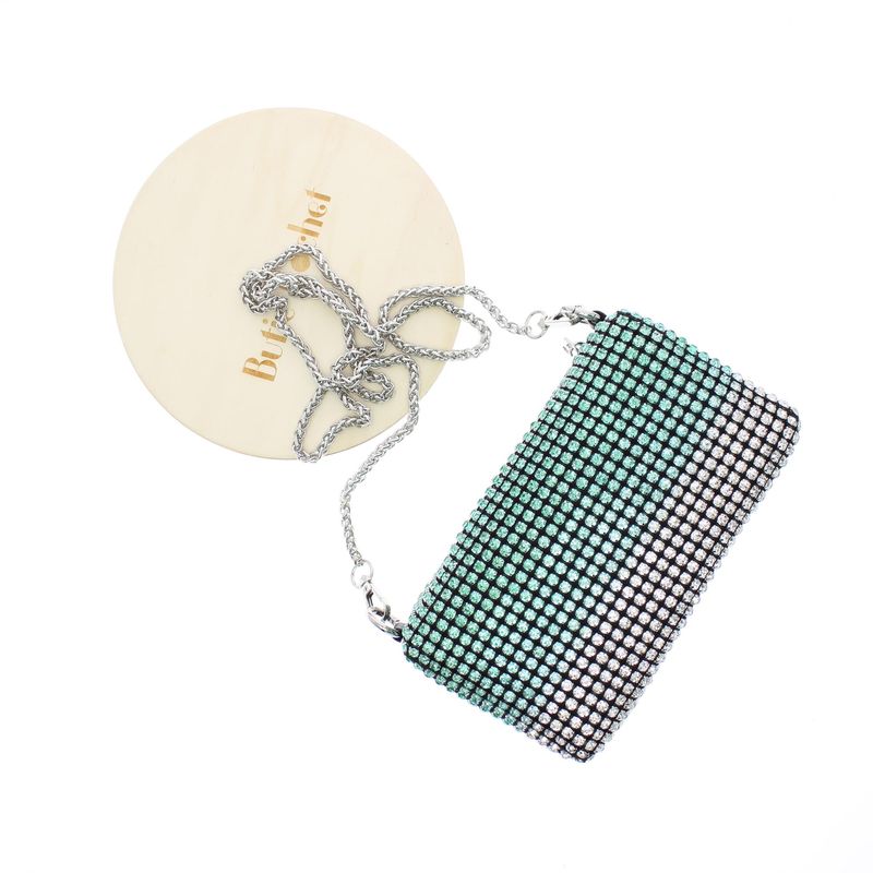 Fashion, accesorii si bijuterii - Femei - Accesorii femei - Genti si rucsacuri femei - Geanta, de dama, din material sintetic cu strasuri, ButicCochet, 19x10x7 cm, Verde - GND663 - Infinity.ro