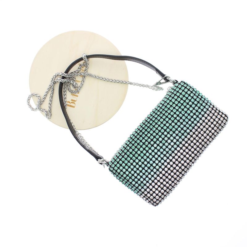 Fashion, accesorii si bijuterii - Femei - Accesorii femei - Genti si rucsacuri femei - Geanta, de dama, din material sintetic cu strasuri, ButicCochet, 19x10x7 cm, Verde - GND663 - Infinity.ro