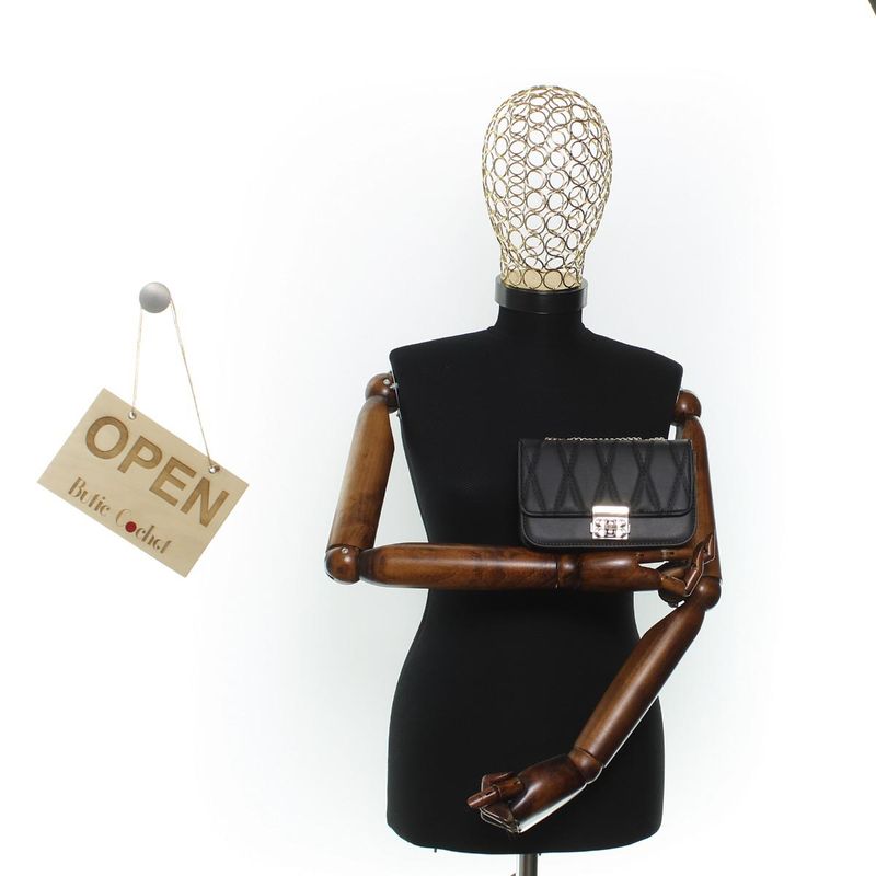 Fashion, accesorii si bijuterii - Femei - Accesorii femei - Genti si rucsacuri femei - Geanta de umar, dama, din material sintetic, ButicCochet, 19x12x6 cm, Negru - GND879 - Infinity.ro