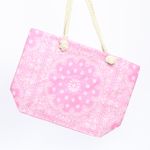 Fashion, accesorii si bijuterii - Femei - Accesorii femei - Genti si rucsacuri femei - Geanta de plaja, din material sintetic, ButicCochet, 55 x 37 cm, model mandala, Roz - GND568 - Infinity.ro