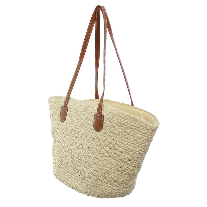 Fashion, accesorii si bijuterii - Femei - Accesorii femei - Genti si rucsacuri femei - Geanta de plaja, de dama, din paie, ButicCochet, 43x30 cm, Crem - GND703 - Infinity.ro