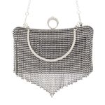 Fashion, accesorii si bijuterii - Femei - Accesorii femei - Genti si rucsacuri femei - Geanta clutch, de dama, din material sintetic, ButicCochet, 19x12x4 cm, cu strasuri, Negru - GND850 - Infinity.ro