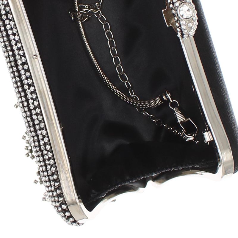 Fashion, accesorii si bijuterii - Femei - Accesorii femei - Genti si rucsacuri femei - Geanta clutch, de dama, din material sintetic, ButicCochet, 19x12x4 cm, cu strasuri, Negru - GND850 - Infinity.ro