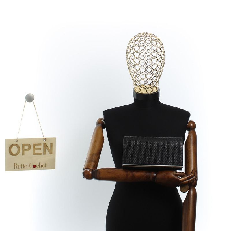 Fashion, accesorii si bijuterii - Femei - Accesorii femei - Genti si rucsacuri femei - Geanta plic, de dama, din material sintetic, ButicCochet, 22x12x5 cm, Negru - GND795 - Infinity.ro