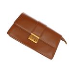 Fashion, accesorii si bijuterii - Femei - Accesorii femei - Genti si rucsacuri femei - Geanta de umar, de dama, din material sintetic, ButicCochet, 26x14x6 cm, cu catarama aurie, Maro inchis - GND990 - Infinity.ro