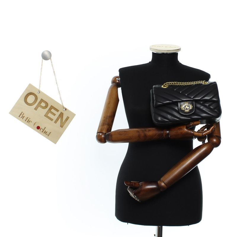 Fashion, accesorii si bijuterii - Femei - Accesorii femei - Genti si rucsacuri femei - Geanta de umar, de dama, din material sintetic, ButicCochet, 23x13x7 cm, Negru - GND1012 - Infinity.ro