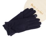 Fashion, accesorii si bijuterii - Femei - Accesorii femei - Manusi femei - Manusi dama, de iarna, din material sintetic si bumbac, cu degete, model cu fundita, one size, Bleumarin - MA296 - Infinity.ro