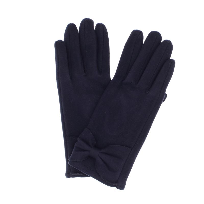 Fashion, accesorii si bijuterii - Femei - Accesorii femei - Manusi femei - Manusi dama, de iarna, din material sintetic si bumbac, cu degete, model cu fundita, one size, Bleumarin - MA296 - Infinity.ro