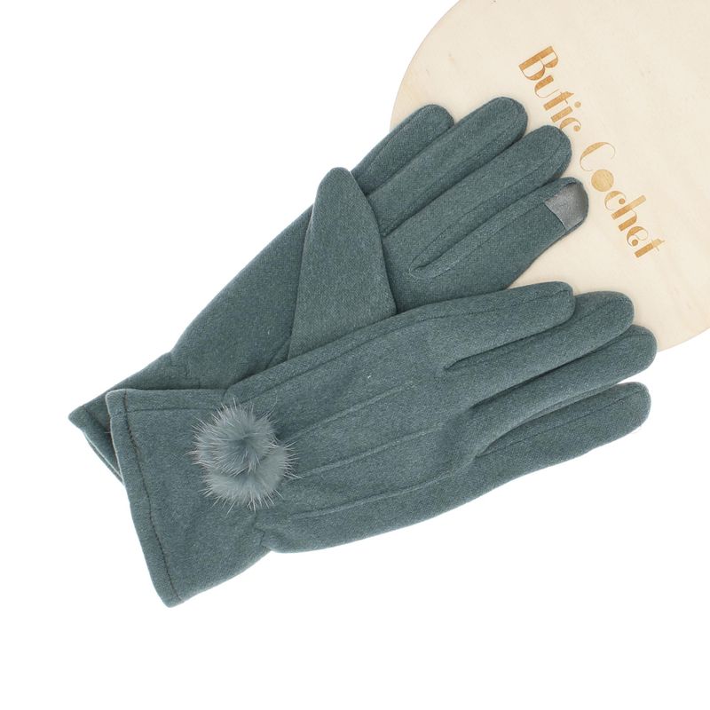 Fashion, accesorii si bijuterii - Femei - Accesorii femei - Manusi femei - Manusi dama, de iarna, din material sintetic si bumbac, cu degete, model cu ciucure, one size, Albastru - MA336 - Infinity.ro