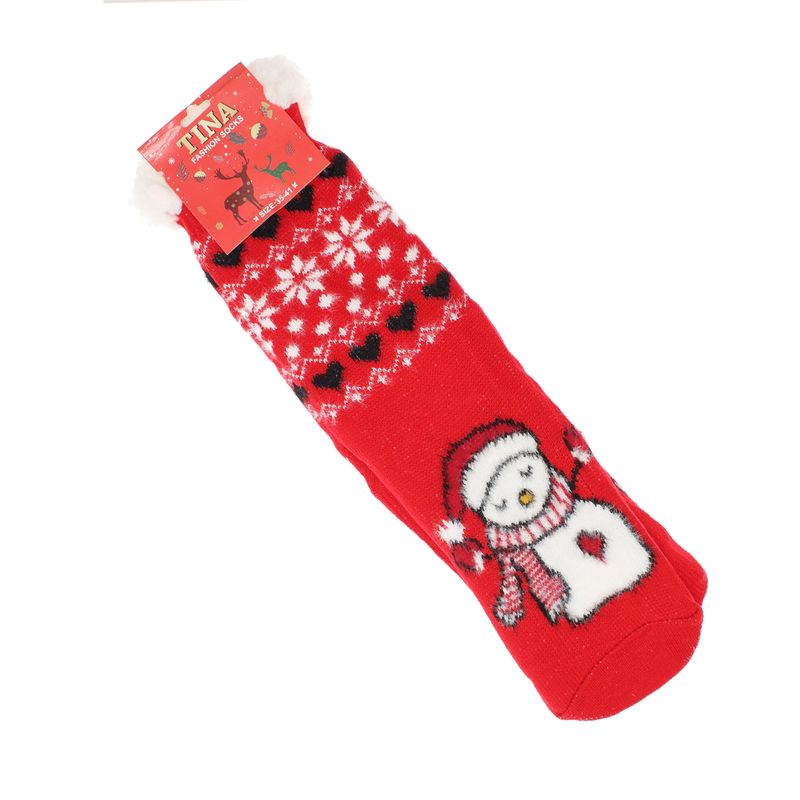 Fashion, accesorii si bijuterii - Femei - Lenjerie si pijamale femei - Sosete si ciorapi femei - Ciorapi cu motive de Craciun, 90% bumbac, Tina,  marime 35-41, Rosu - SCR397 - Infinity.ro