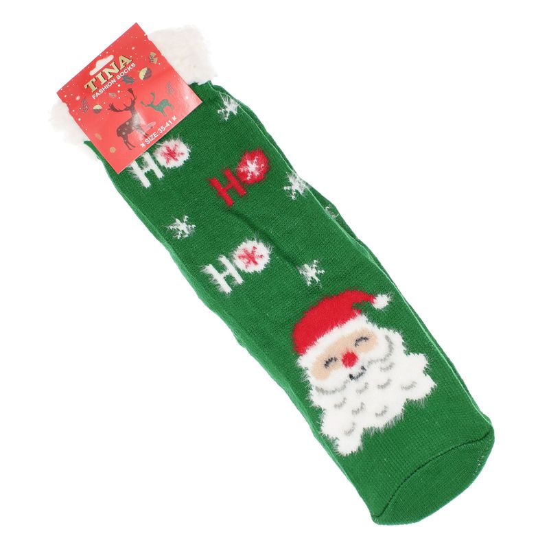 Fashion, accesorii si bijuterii - Femei - Lenjerie si pijamale femei - Sosete si ciorapi femei - Ciorapi cu motive de Craciun, 90% bumbac, Tina, marime 35-41, Verde - SCR392 - Infinity.ro