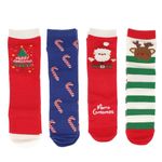 Fashion, accesorii si bijuterii - Femei - Lenjerie si pijamale femei - Sosete si ciorapi femei - Set 4 sosete fara cusaturi, cu motive de Craciun, Tina, 85% bumbac, marime 36-41, Multicolor - SCR409 - Infinity.ro