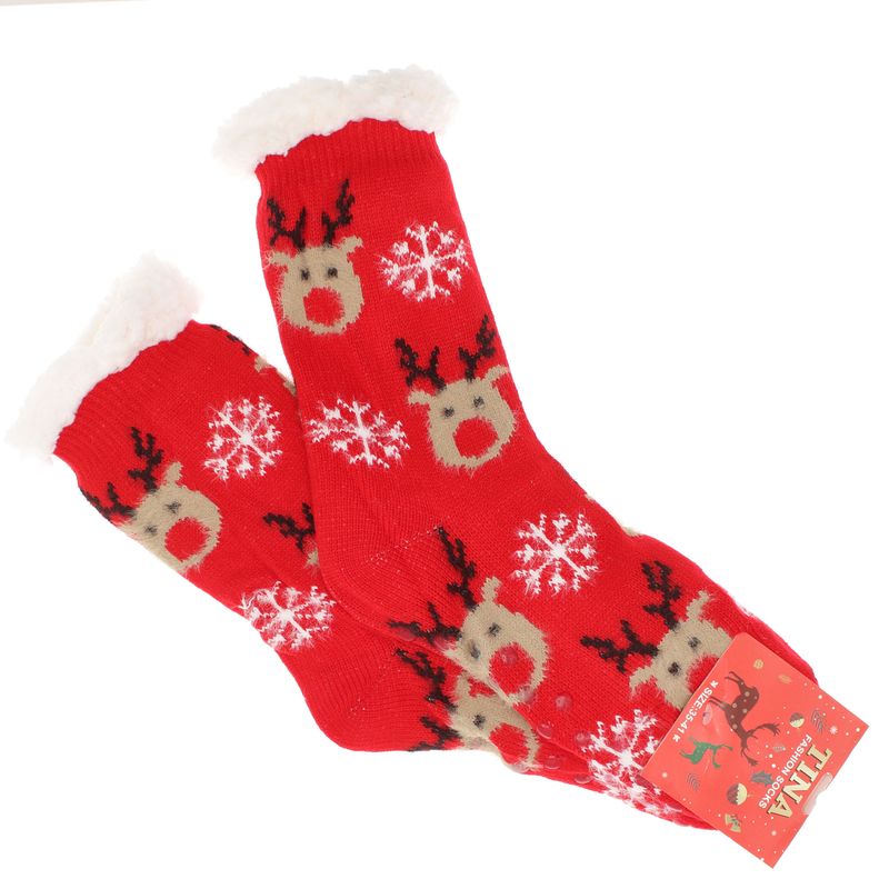 Fashion, accesorii si bijuterii - Femei - Lenjerie si pijamale femei - Sosete si ciorapi femei - Ciorapi cu motive de Craciun, 90% bumbac, Tina,  marime 35-41, Rosu - SCR400 - Infinity.ro