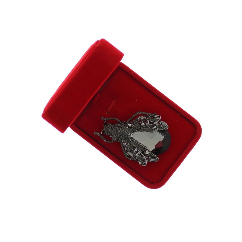 Market - Cadouri - Martisoare - Accesoriu dama, Brosa, din metal, Buticcochet, 6.5 x 4.5 cm, model Gandacel, Negru - MR625 - Infinity.ro