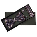 Fashion, accesorii si bijuterii - Barbati - Accesorii barbati - Cravate si papioane barbati - Set 3 piese, papion, butoni si batista, pentru barbati, cu imprimeu stilizat multicolor - SETP223 - Infinity.ro