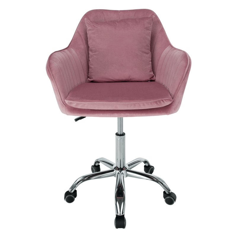 Casa si Gradina - Mobilier - Scaune si fotolii - Scaune - Scaun de birou, tesatura de catifea roz / crom, KLIAN - Infinity.ro