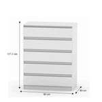 Casa si Gradina - Mobilier - Comode si corpuri - Comode - Comoda cu 5 sertare, alba, HANY NEW 005 - Infinity.ro