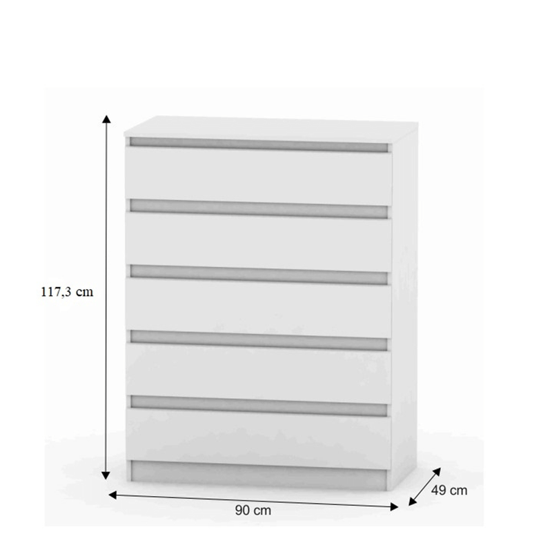 Casa si Gradina - Mobilier - Comode si corpuri - Comode - Comoda cu 5 sertare, alba, HANY NEW 005 - Infinity.ro