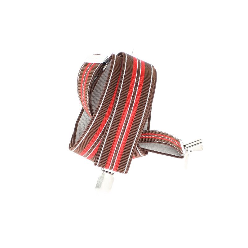 Fashion, accesorii si bijuterii - Barbati - Accesorii barbati - Alte accesorii barbati - Bretele adulti unisex, Buticcochet, din material sintetic, inchizatori metalice, 35 mm, maro cu rosu - BR428 - Infinity.ro