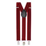 Fashion, accesorii si bijuterii - Copii - Accesorii copii - Alte accesorii copii - Bretele copii, Buticcochet, inchizatori metalice, 25 mm, cu dungi albastre, Rosu - BR121 - Infinity.ro