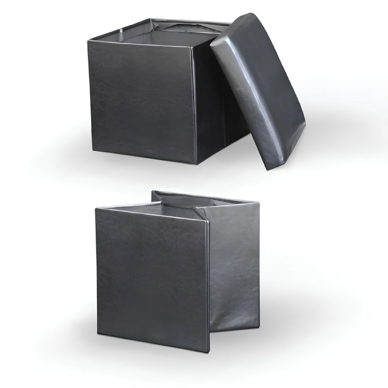 Casa si Gradina - Mobilier - Scaune si fotolii - Tabureti - Taburet pliabil, piele eco neagra, TELA NEW - Infinity.ro