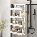 Casa si Gradina - Mobilier - Mobilier baie - Etajere baie - Raft universal cu 4 Polite, din otel inoxidabil, Etajera Multifunctionala Qova® pentru Baie sau Bucatarie, Suport - Infinity.ro