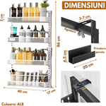 Casa si Gradina - Mobilier - Mobilier baie - Etajere baie - Raft universal cu 4 Polite, din otel inoxidabil, Etajera Multifunctionala Qova® pentru Baie sau Bucatarie, Suport - Infinity.ro