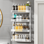 Casa si Gradina - Mobilier - Mobilier baie - Etajere baie - Raft universal cu 4 Polite, din otel inoxidabil, Etajera Multifunctionala Qova® pentru Baie sau Bucatarie, Suport - Infinity.ro