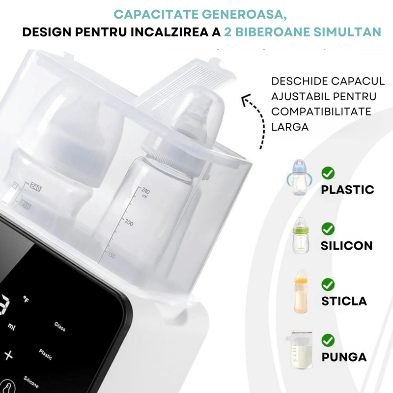Jucarii, Copii si Bebe - Hrana si alaptare - Biberoane, suzete si accesorii hranire - Incalzitoare si termosuri bebe - Incalzitor Dublu pentru biberoane, Multifunctional 9 in 1, Sterilizator electric Qova® cu Ecran tactil, Incalzire Lapte - Infinity.ro