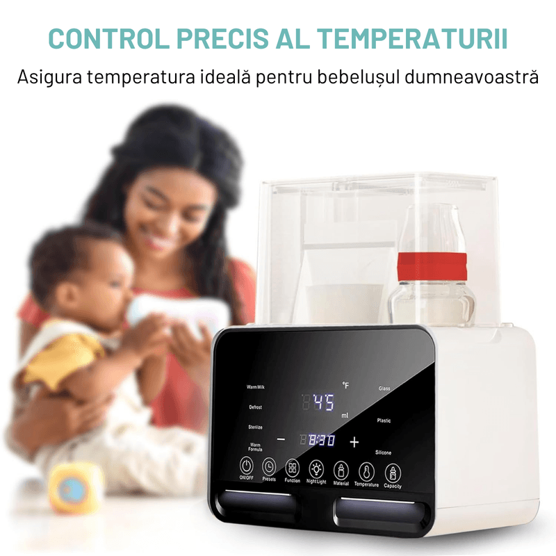 Jucarii, Copii si Bebe - Hrana si alaptare - Biberoane, suzete si accesorii hranire - Incalzitoare si termosuri bebe - Incalzitor Dublu pentru biberoane, Multifunctional 9 in 1, Sterilizator electric Qova® cu Ecran tactil, Incalzire Lapte - Infinity.ro