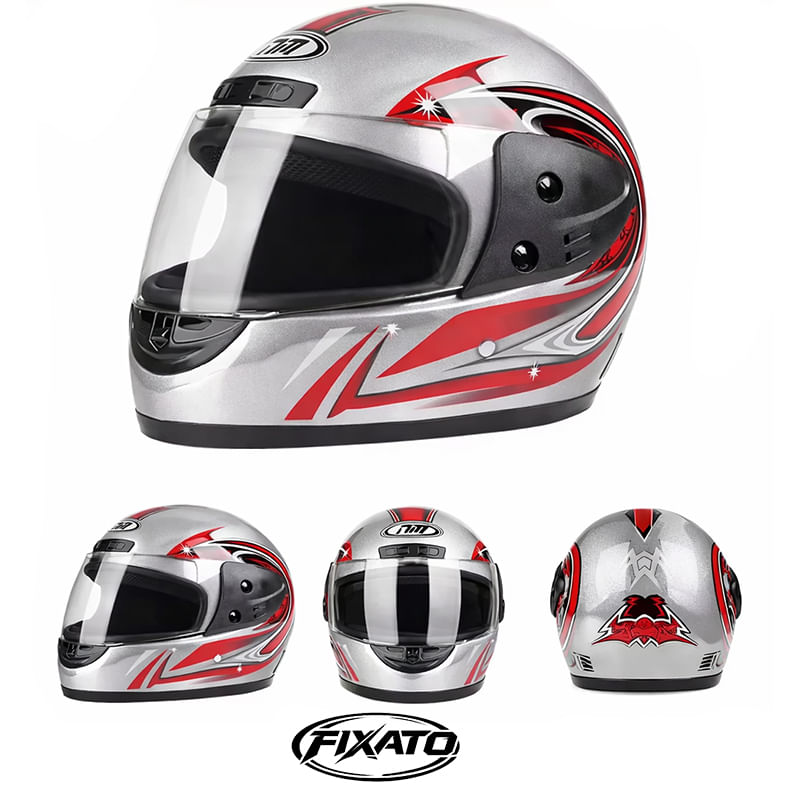 Auto si Moto - Moto - Echipamente protectie moto - Casti moto - Casca Moto/Scuter Full Face FIXATO, Viziera Detasabila, Marime Universala 59-62cm, Gri - Infinity.ro