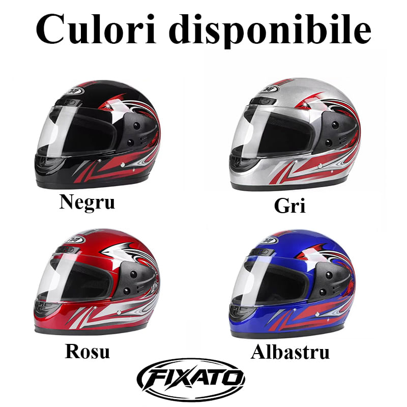 Auto si Moto - Moto - Echipamente protectie moto - Casti moto - Casca Moto/Scuter Full Face FIXATO, Viziera Detasabila, Marime Universala 59-62cm, Gri - Infinity.ro