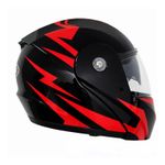 Auto si Moto - Moto - Echipamente protectie moto - Casti moto - Casca Moto/Scuter Flip-Up FIXATO, Viziera Dubla, Protectie UV, Negru cu Rosu, L 59-60cm - Infinity.ro