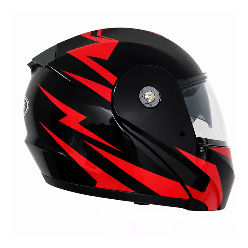 Auto si Moto - Moto - Echipamente protectie moto - Casti moto - Casca Moto/Scuter Flip-Up FIXATO, Viziera Dubla, Protectie UV, Negru cu Rosu, L 59-60cm - Infinity.ro