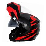 Auto si Moto - Moto - Echipamente protectie moto - Casti moto - Casca Moto/Scuter Flip-Up FIXATO, Viziera Dubla, Protectie UV, Negru cu Rosu, L 59-60cm - Infinity.ro