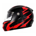 Auto si Moto - Moto - Echipamente protectie moto - Casti moto - Casca Moto/Scuter Flip-Up FIXATO, Viziera Dubla, Protectie UV, Negru cu Rosu, L 59-60cm - Infinity.ro
