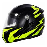 Auto si Moto - Moto - Echipamente protectie moto - Casti moto - Casca Moto/Scuter Flip-Up FIXATO, Viziera Dubla, Protectie UV, Negru cu Verde, L 59-60cm - Infinity.ro