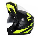 Auto si Moto - Moto - Echipamente protectie moto - Casti moto - Casca Moto/Scuter Flip-Up FIXATO, Viziera Dubla, Protectie UV, Negru cu Verde, L 59-60cm - Infinity.ro